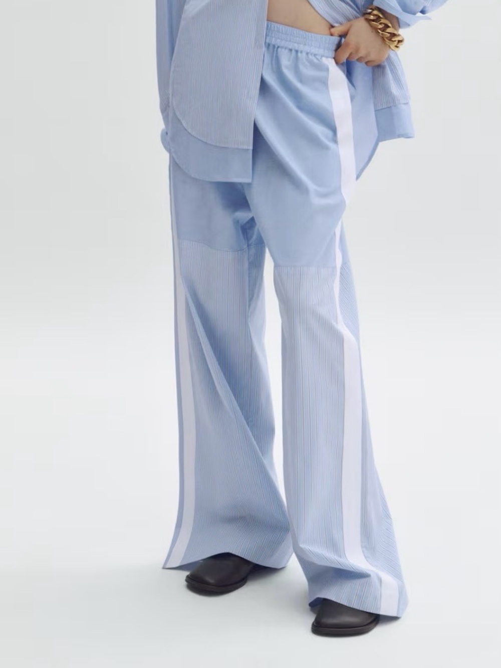 Stella McCartney x H&M Blue Cotton Poplin Pants size S
